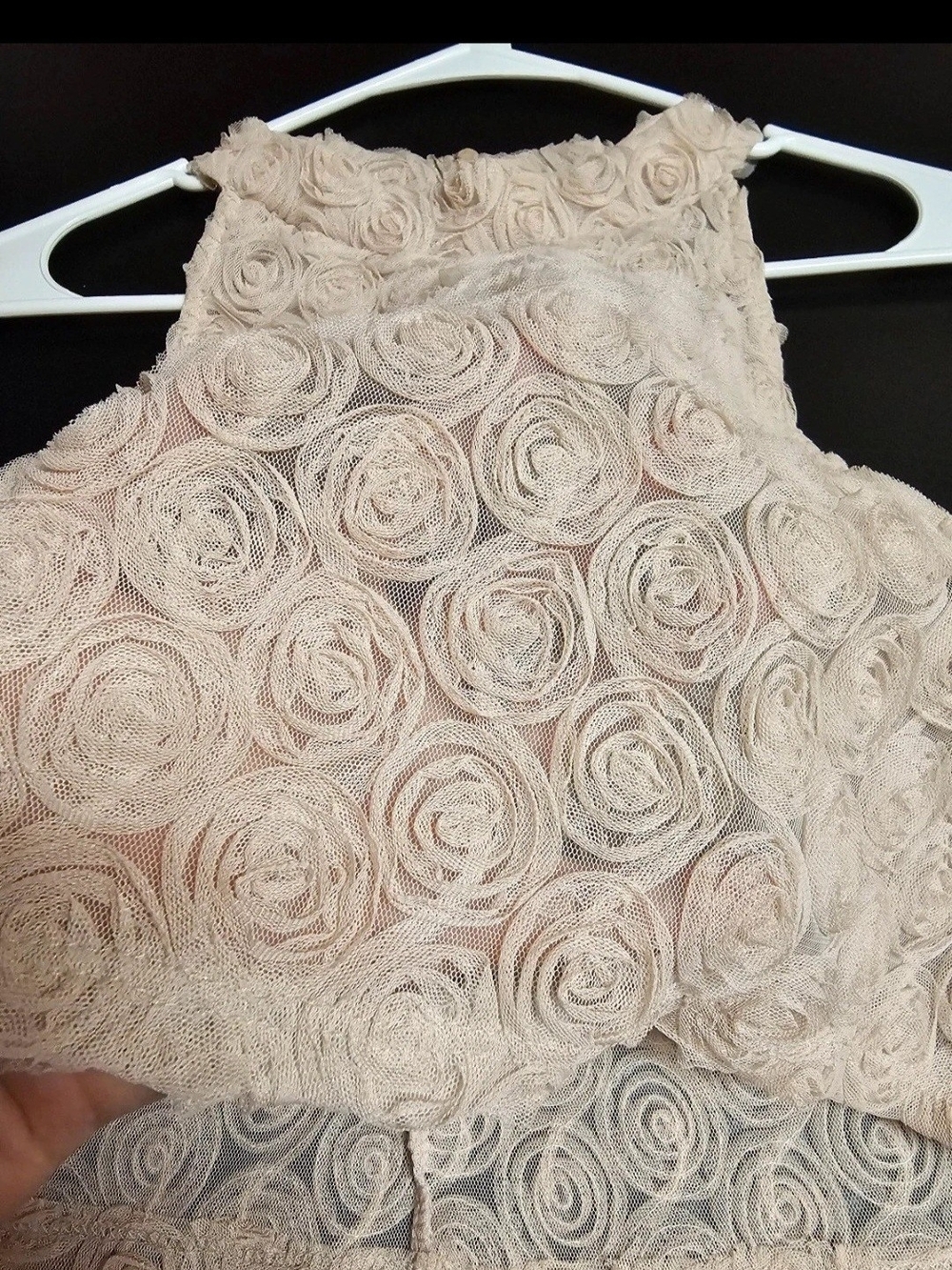 Women’s Cream Lace Rosette A-Line Skirt Crop Charlotte Russe Summer Dress Y2K